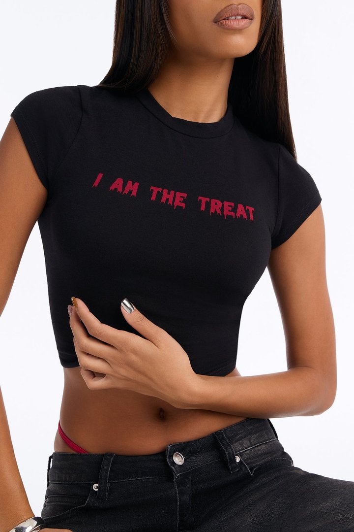 I Am The Treat Baby Tee - Black