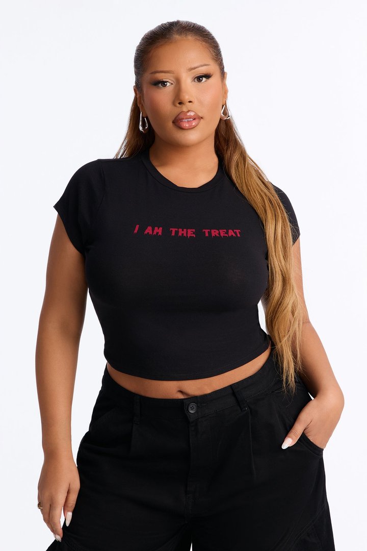 I Am The Treat Baby Tee - Black