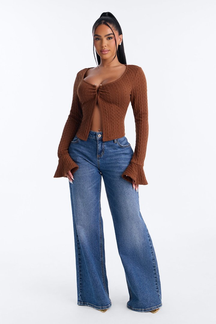 Mia Long Sleeve Top - Brown
