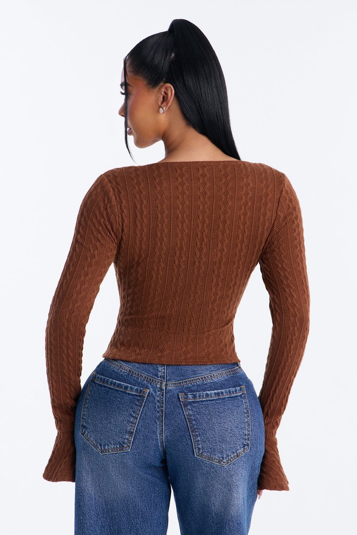 Mia Long Sleeve Top - Brown