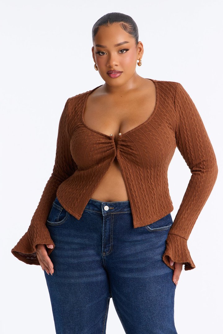Mia Long Sleeve Top - Brown