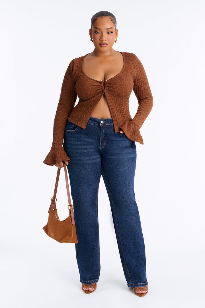 Mia Long Sleeve Top - Brown