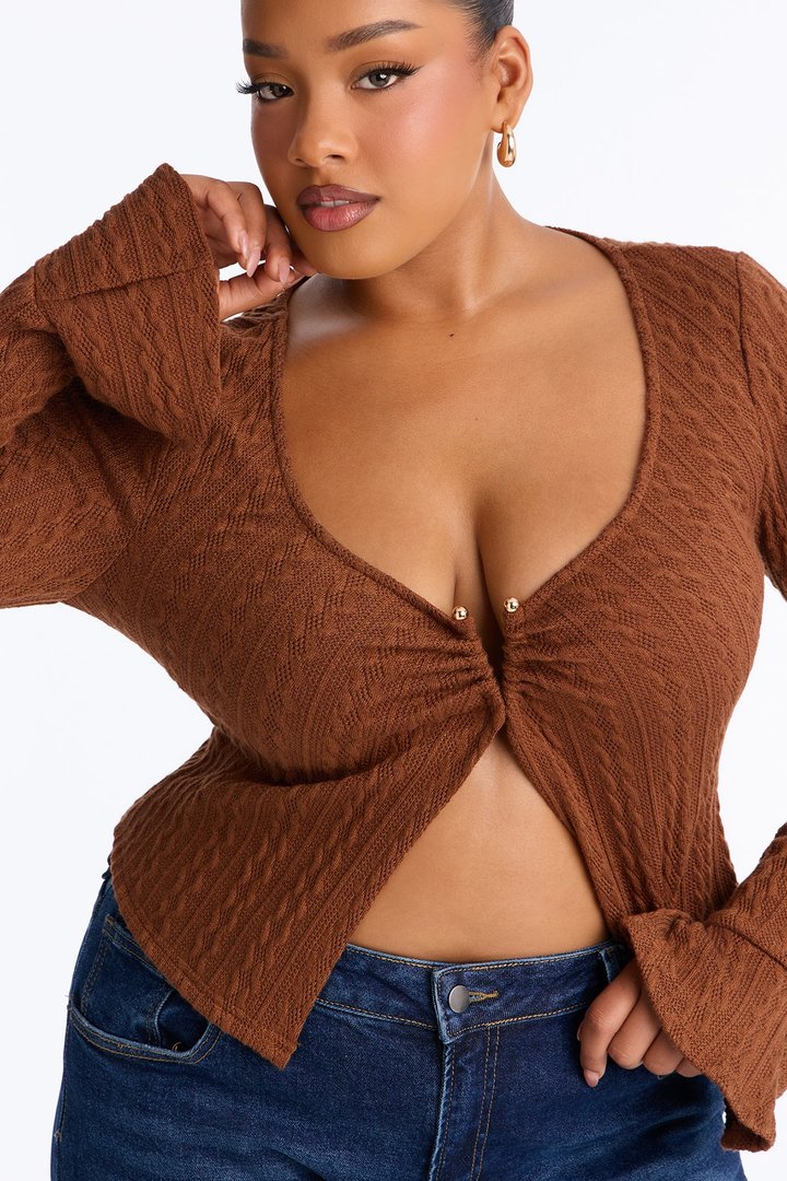 Mia Long Sleeve Top - Brown