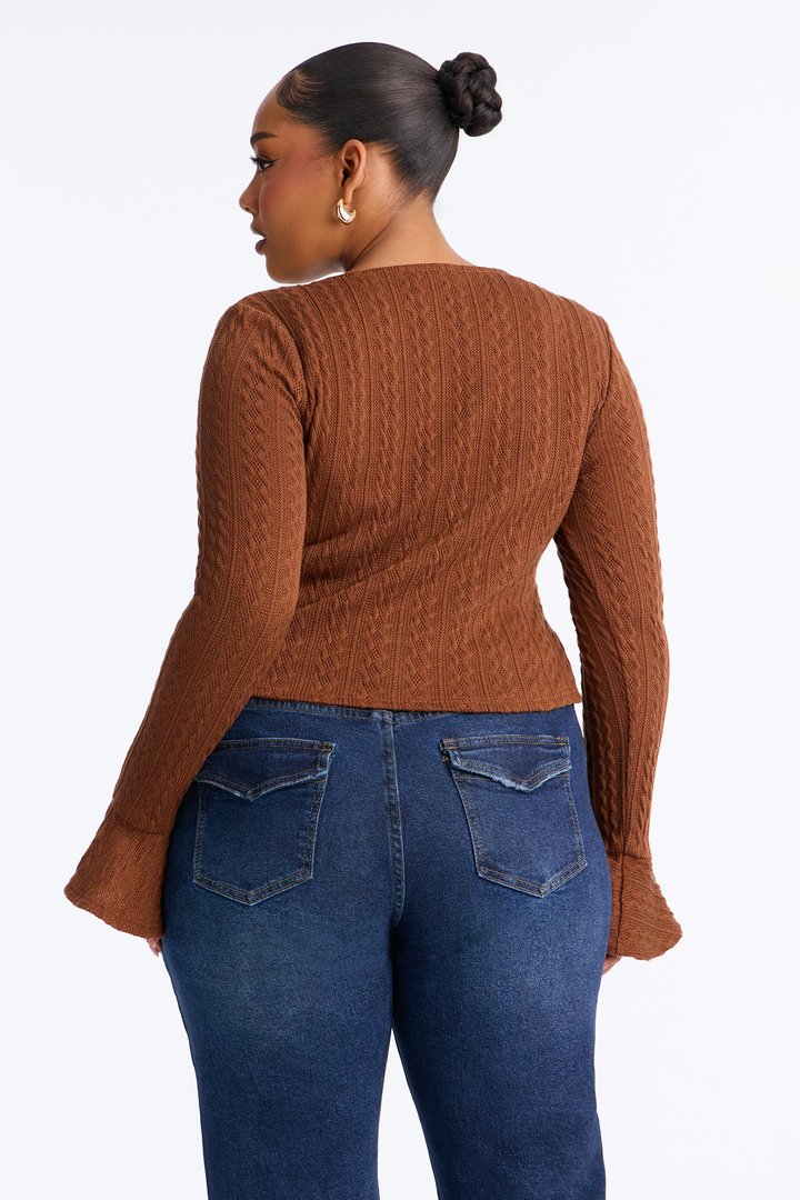 Mia Long Sleeve Top - Brown