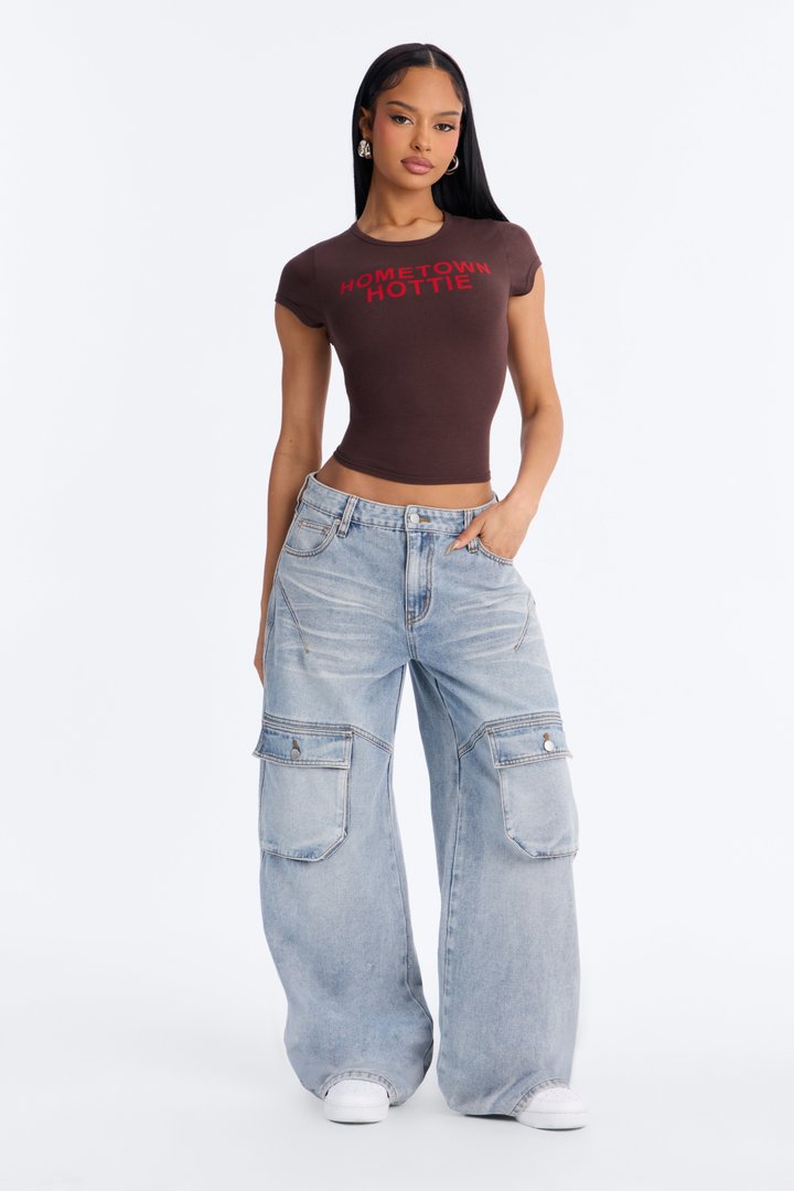 Hometown Hottie Fitted Tee - Brown
