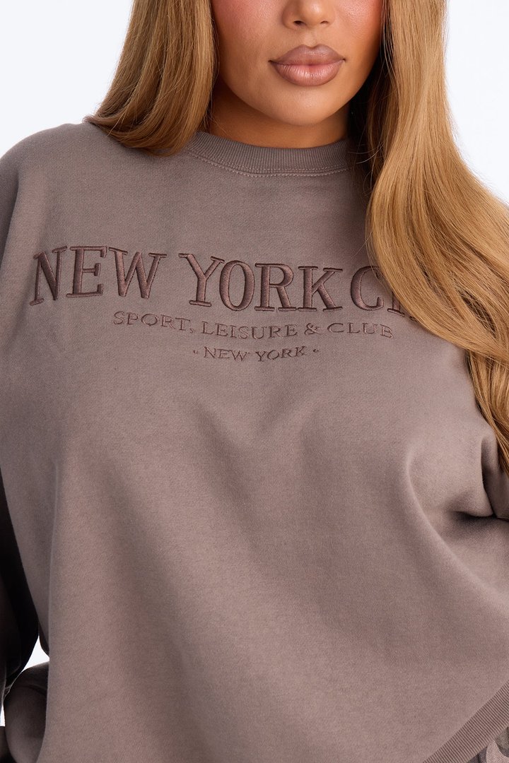 New York City Fleece Crew Neck Sweatshirt - Mocha