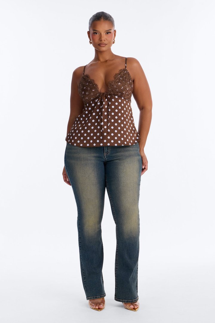 Maribelle Polka Dot Cami Top - Brown/combo