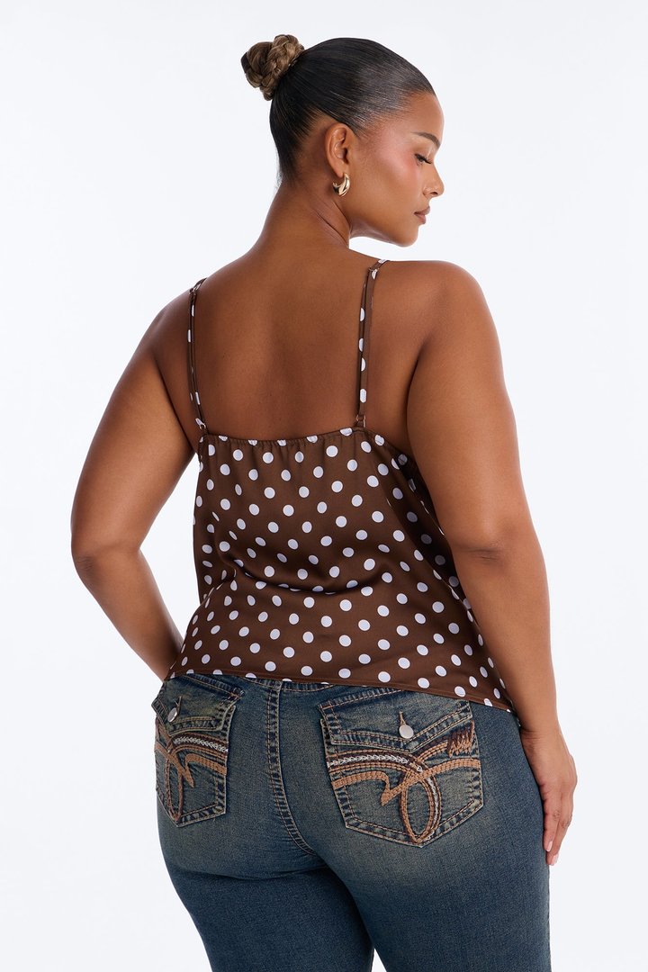 Maribelle Polka Dot Cami Top - Brown/combo