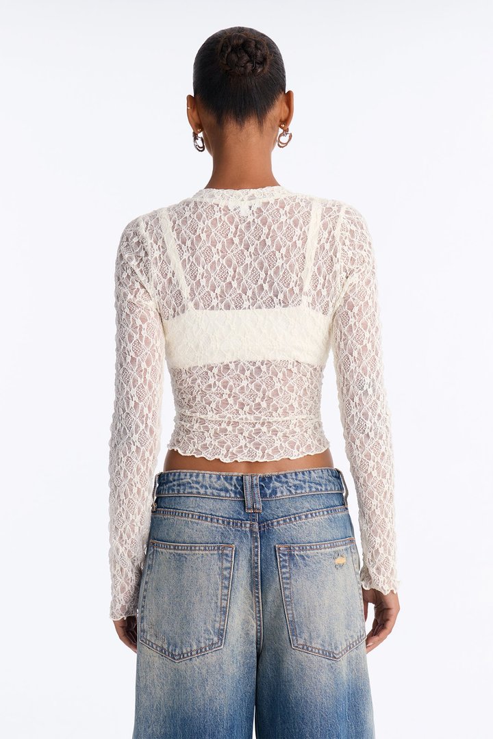 Lace And Tequila Talks Top - Ivory