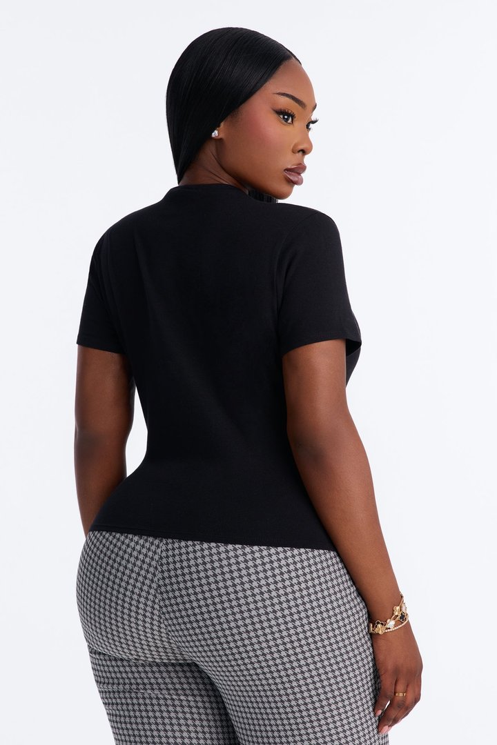 Angelic Vibes Asymmetrical Top - Black