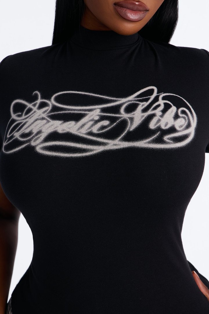 Angelic Vibes Asymmetrical Top - Black