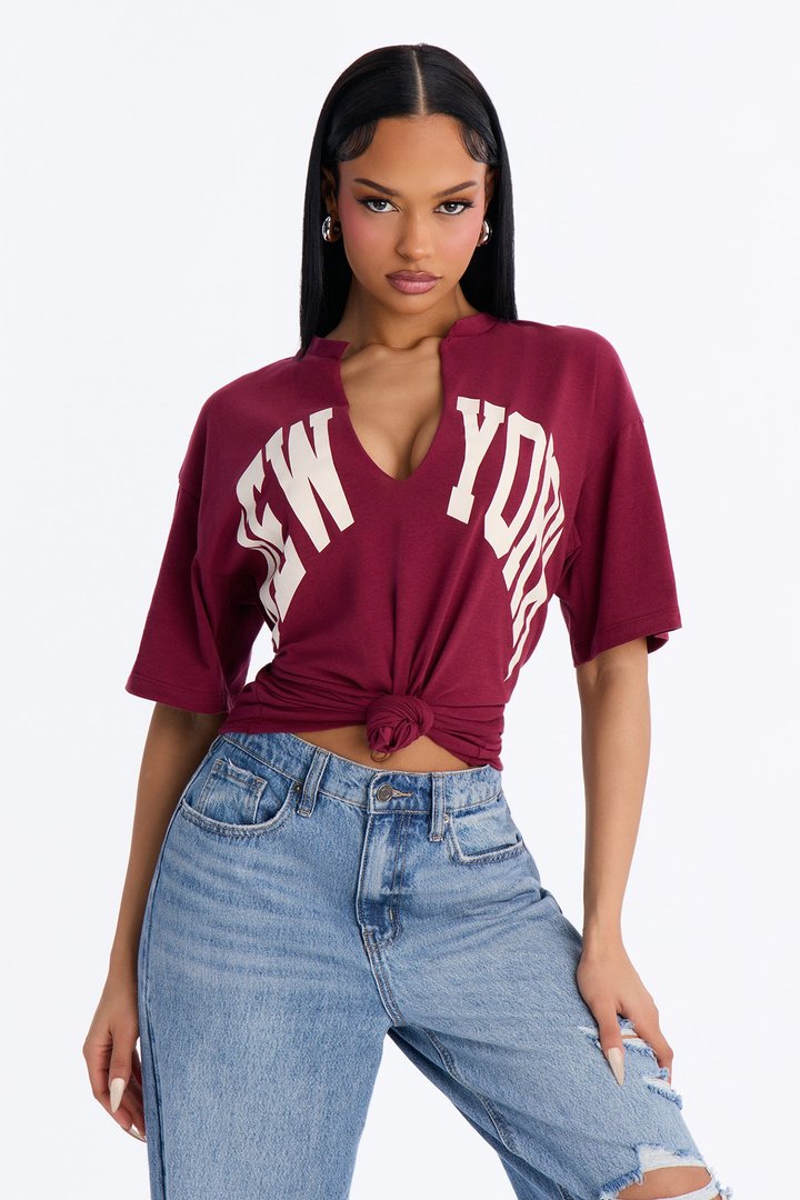 New York Girl T-Shirt - Burgundy