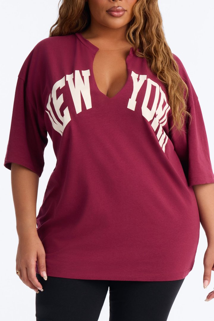 New York Girl T-Shirt - Burgundy