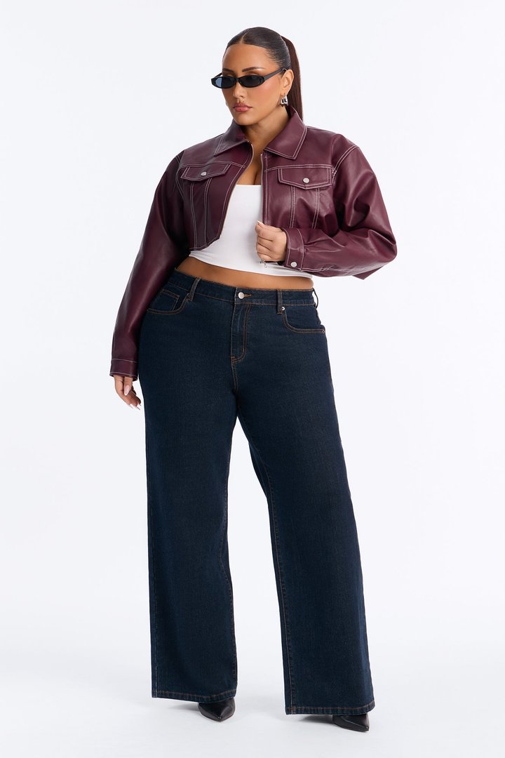 Elora Cropped Jacket - Burgundy