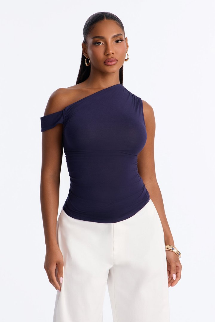 Bianca One Shoulder Top - Navy