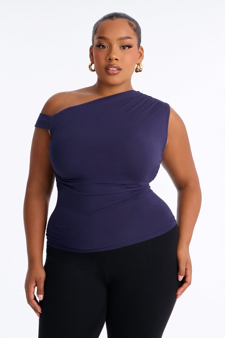 Bianca One Shoulder Top - Navy