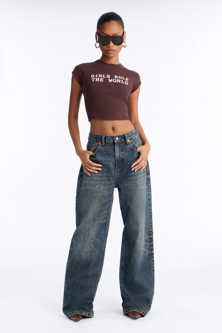 Girls Rule The World Tee - Chocolate