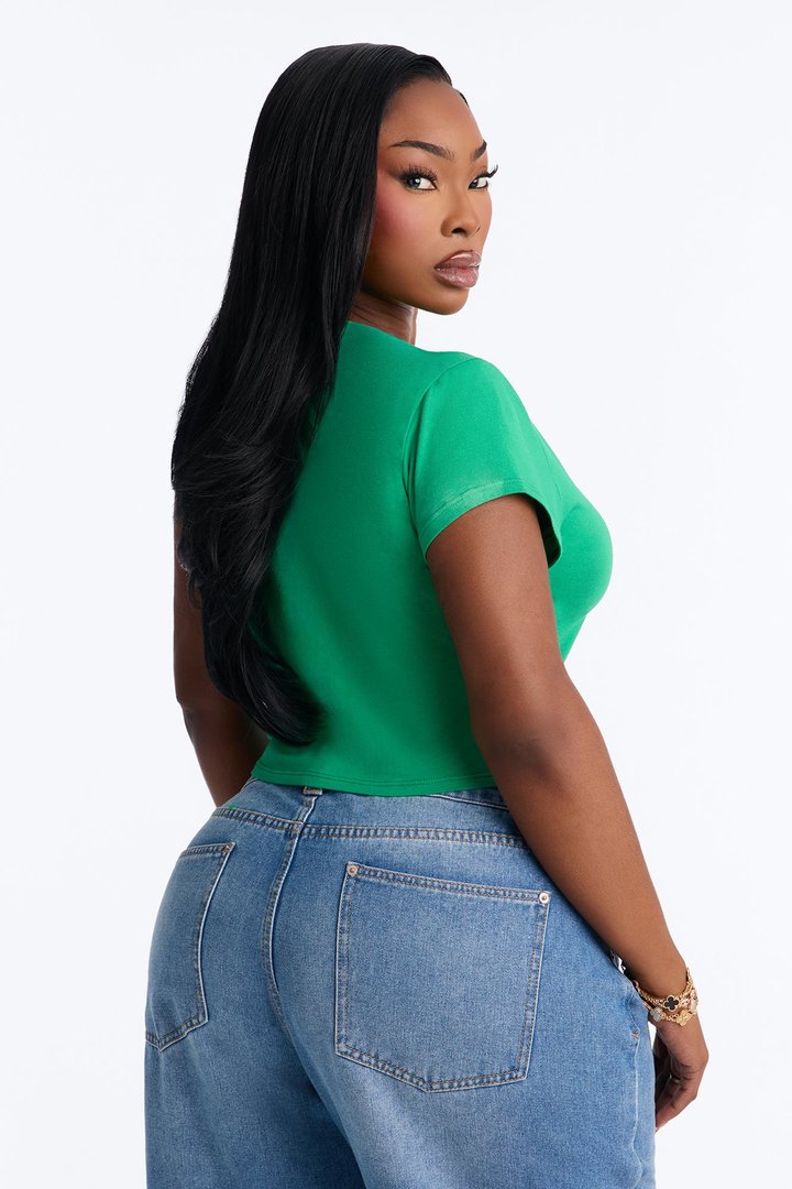 I Could Be Meaner Cropped Baby Tee - Green/combo