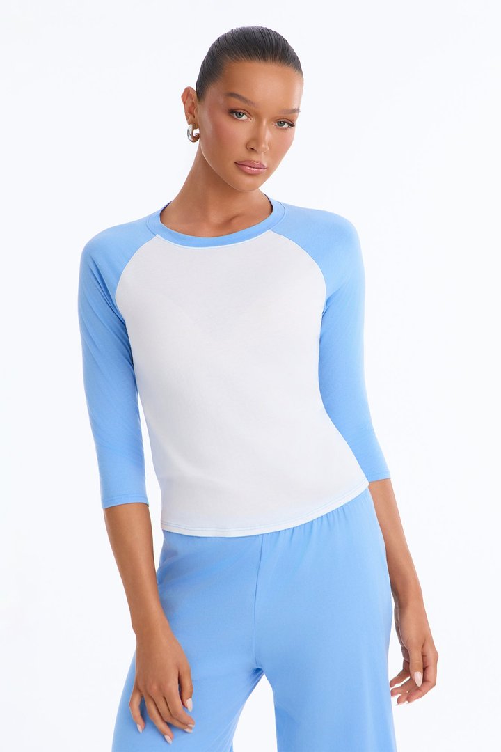 Sunday Stroll 3/4 sleeve Raglan Gaucho Set - Blue/combo