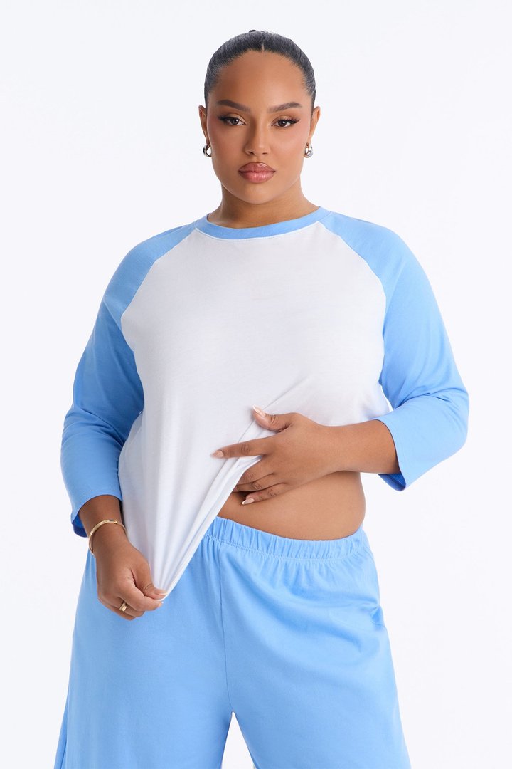 Sunday Stroll 3/4 sleeve Raglan Gaucho Set - Blue/combo