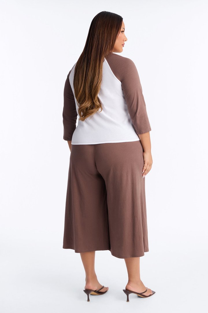 Sunday Stroll 3/4 sleeve Raglan Gaucho Set - Mocha/combo