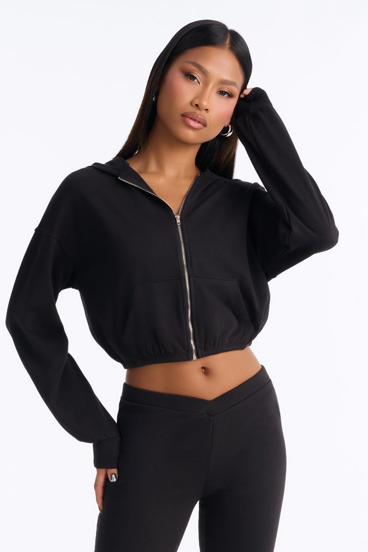 Blaire French Terry Low Rise Pant Set - Black