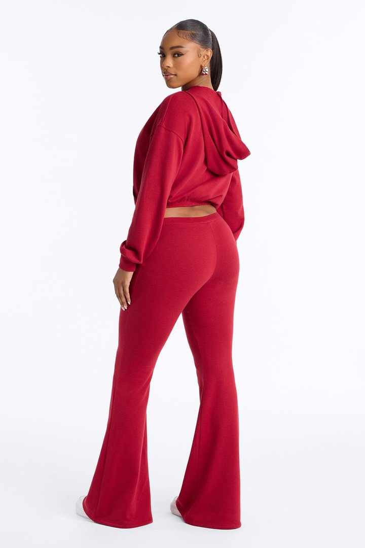 Blaire French Terry Low Rise Pant Set - Burgundy