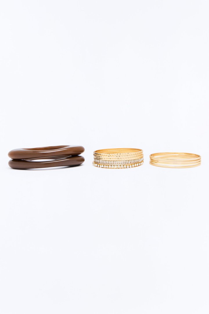 Keep On Falling Bracelet Set - Gold/Brown