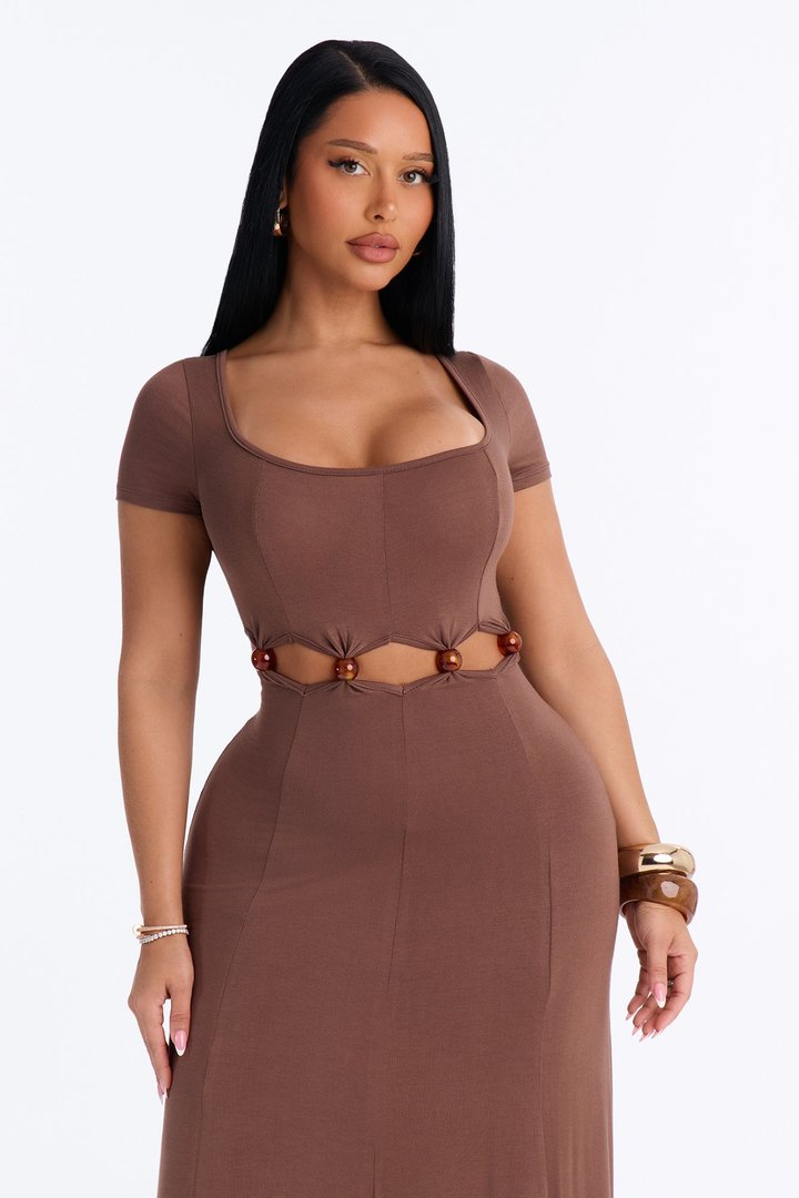 Sunset Baby Short Sleeve Maxi Dress - Brown