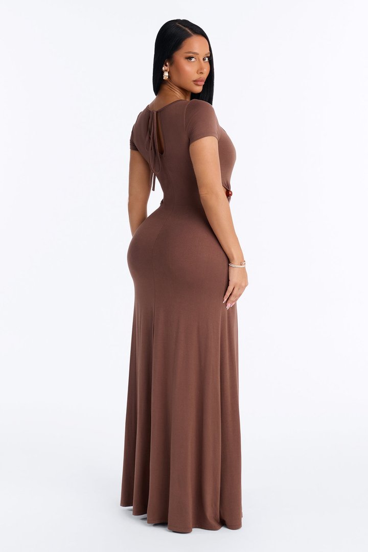 Sunset Baby Short Sleeve Maxi Dress - Brown