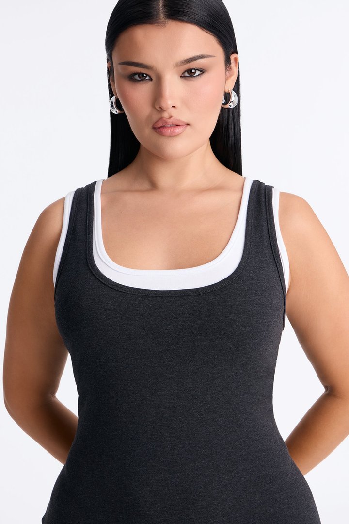 Casual Cutie Double Layer Maxi Dress - Charcoal