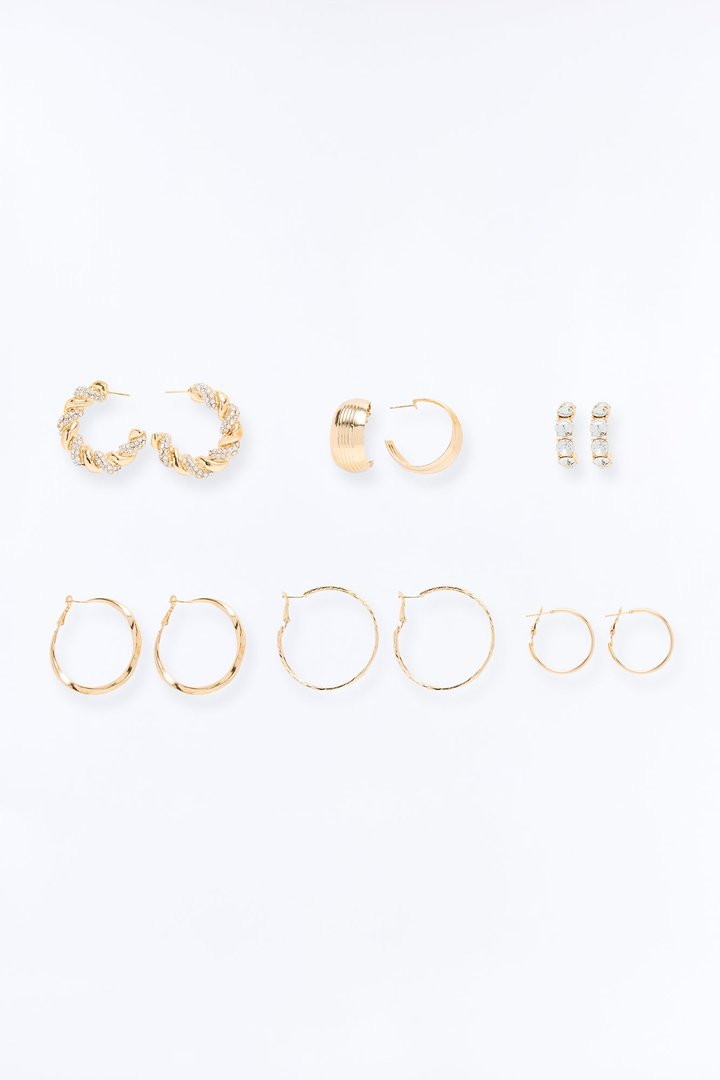 Gentle Soul 6 Pair Earring Set - Gold