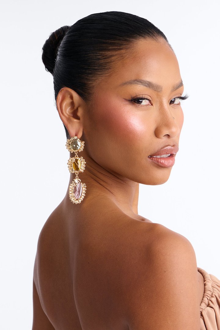 Pure Bliss Drop Earrings - Gold/Multi