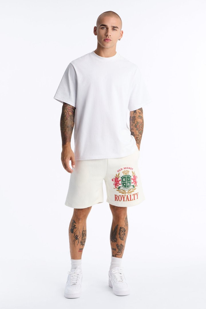 Old Money Royalty Relaxed Sweat Short - Cream/combo