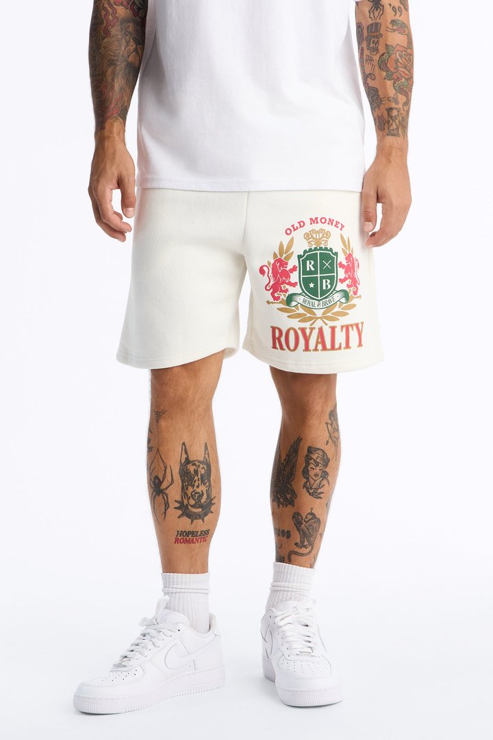 Old Money Royalty Relaxed Sweat Short - Cream/combo