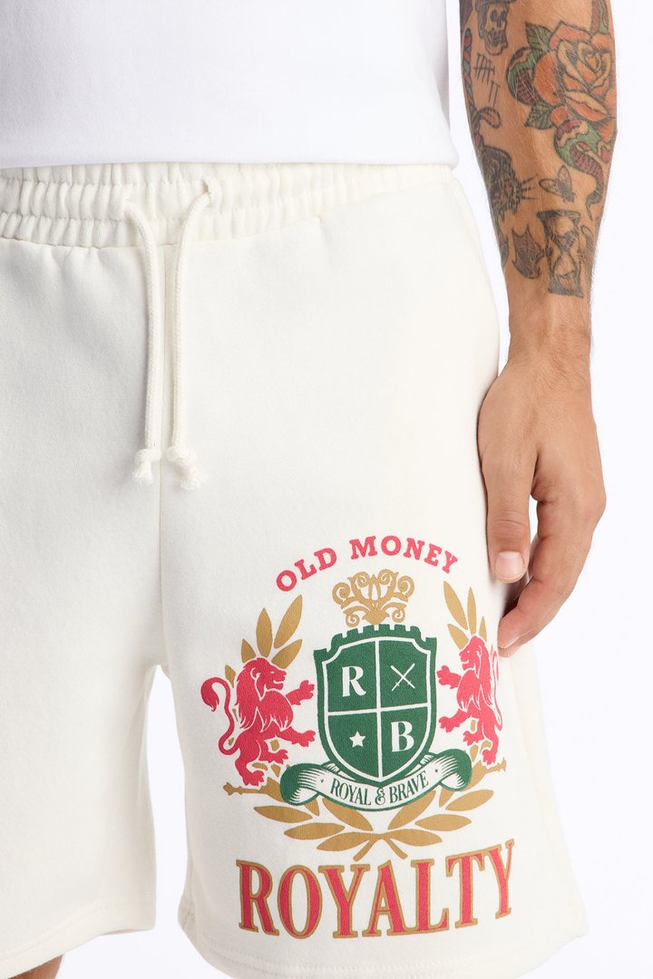 Old Money Royalty Relaxed Sweat Short - Cream/combo