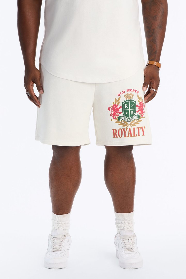Old Money Royalty Relaxed Sweat Short - Cream/combo