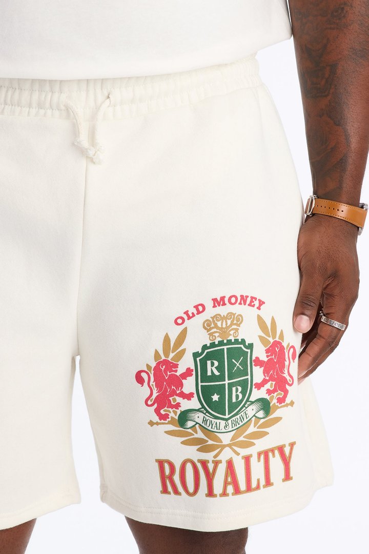 Old Money Royalty Relaxed Sweat Short - Cream/combo