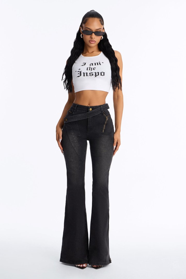 I Am The Inspo Ribbed Crop Tank - White