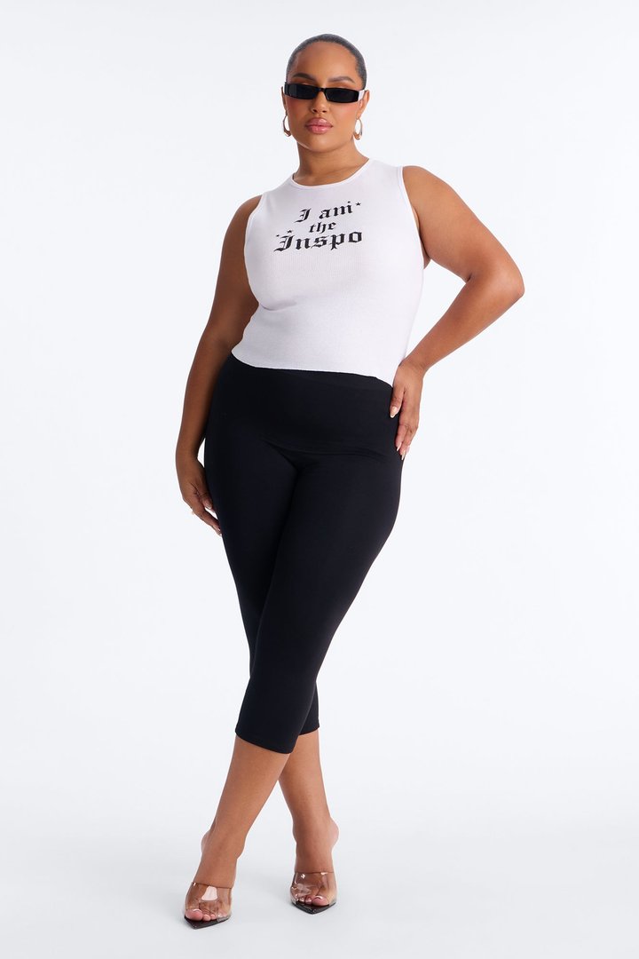I Am The Inspo Ribbed Crop Tank - White