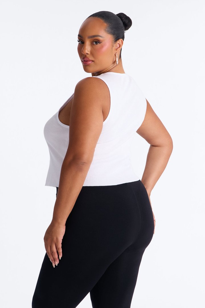 I Am The Inspo Ribbed Crop Tank - White