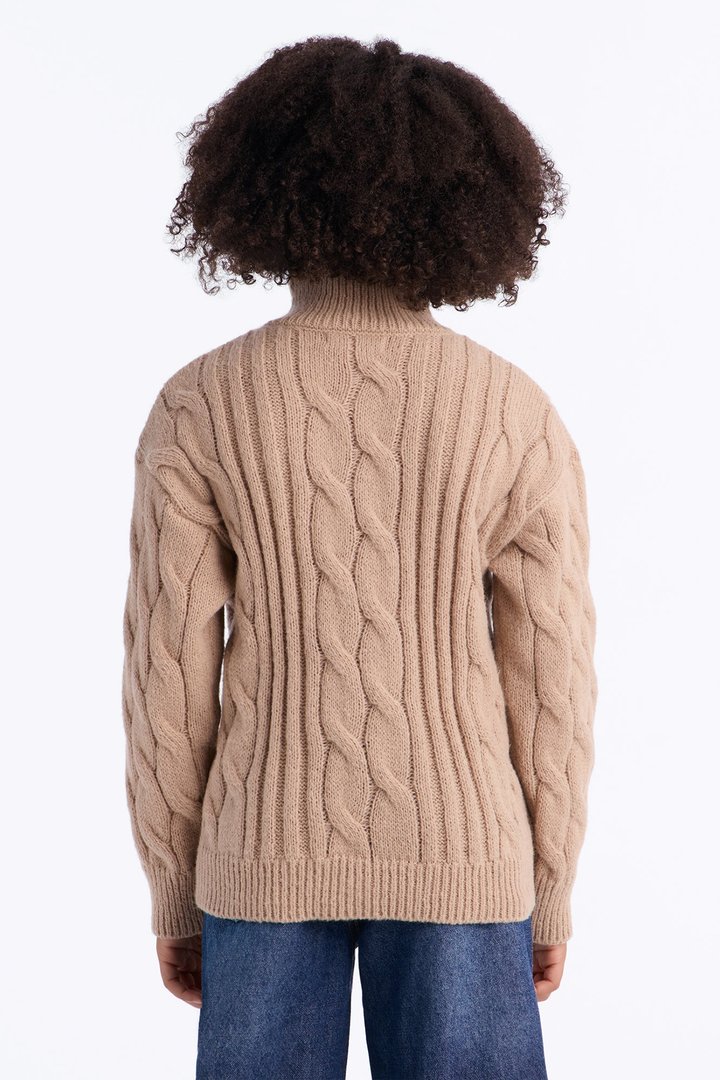 Mini For The Record Quarter Zip Sweater - Taupe
