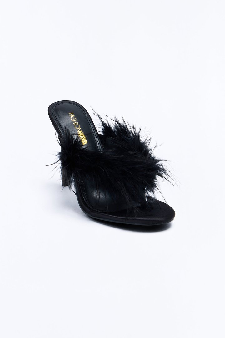 Feels Right Feather Heels - Black