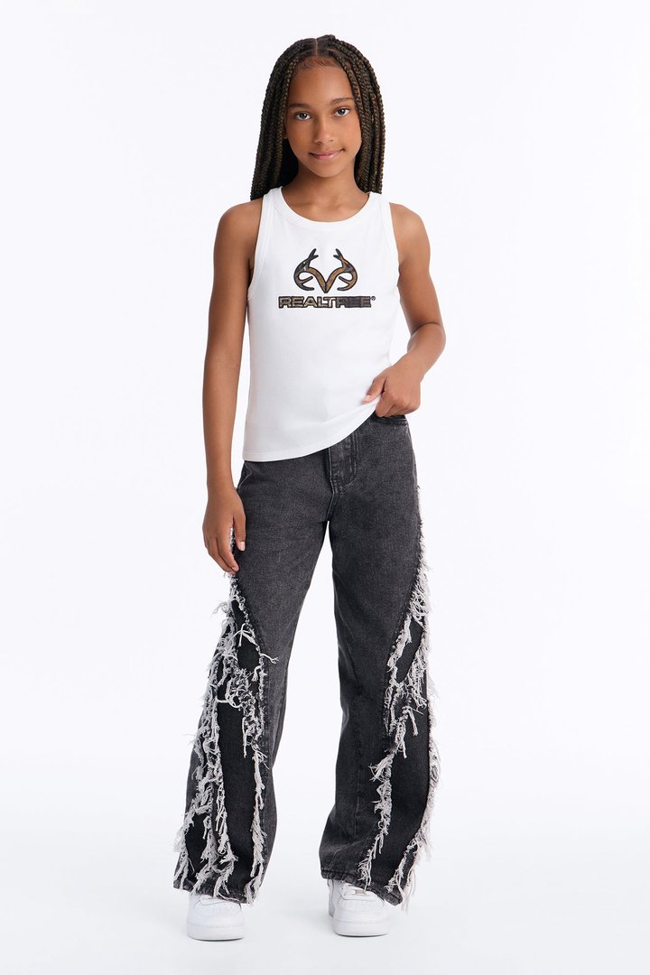 Mini Realtree Ribbed Tank - White
