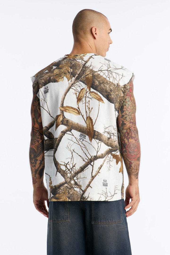 Real Tree Snow Girls Lie Flock Fleece Muscle Tee - Camouflage