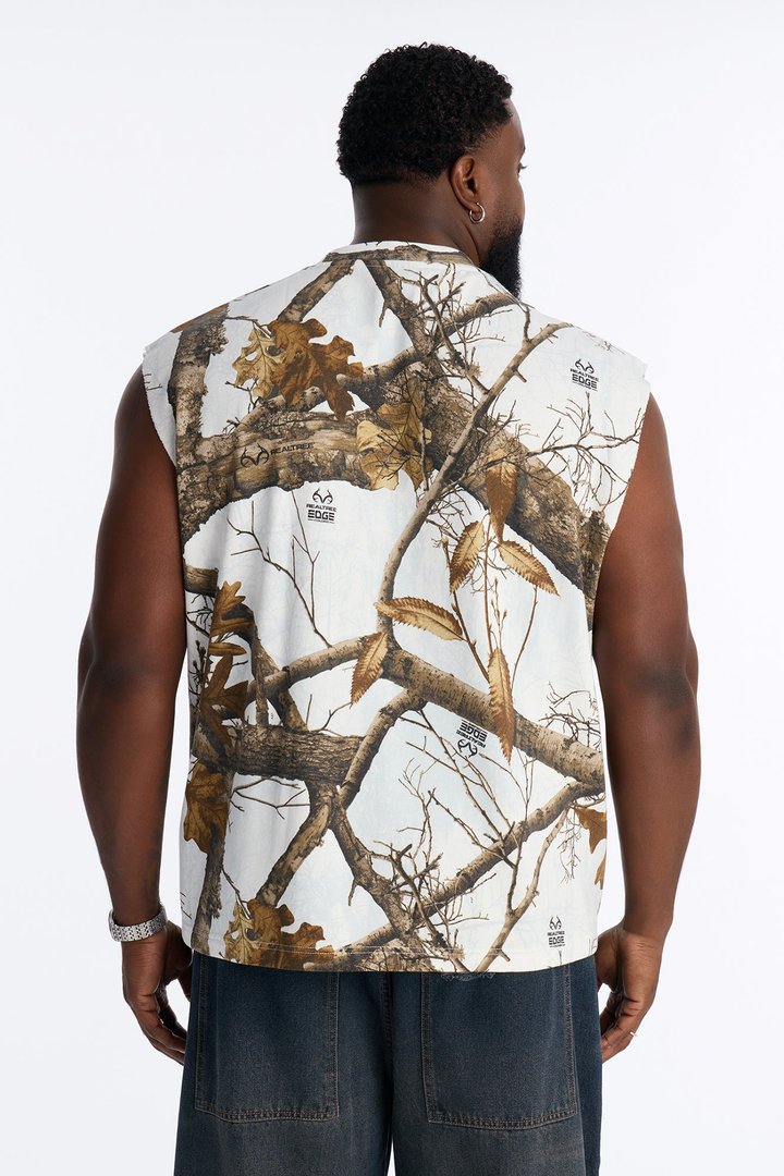 Real Tree Snow Girls Lie Flock Fleece Muscle Tee - Camouflage