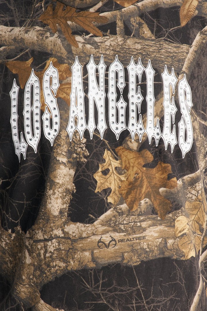 Real Tree Shadow Los Angeles Rhinestone Fleece Muscle Tee - Camouflage