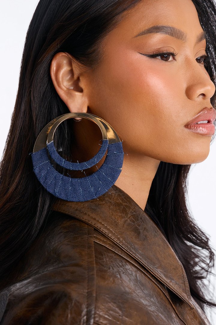 Indigo Luxe Hoop Earrings - Denim