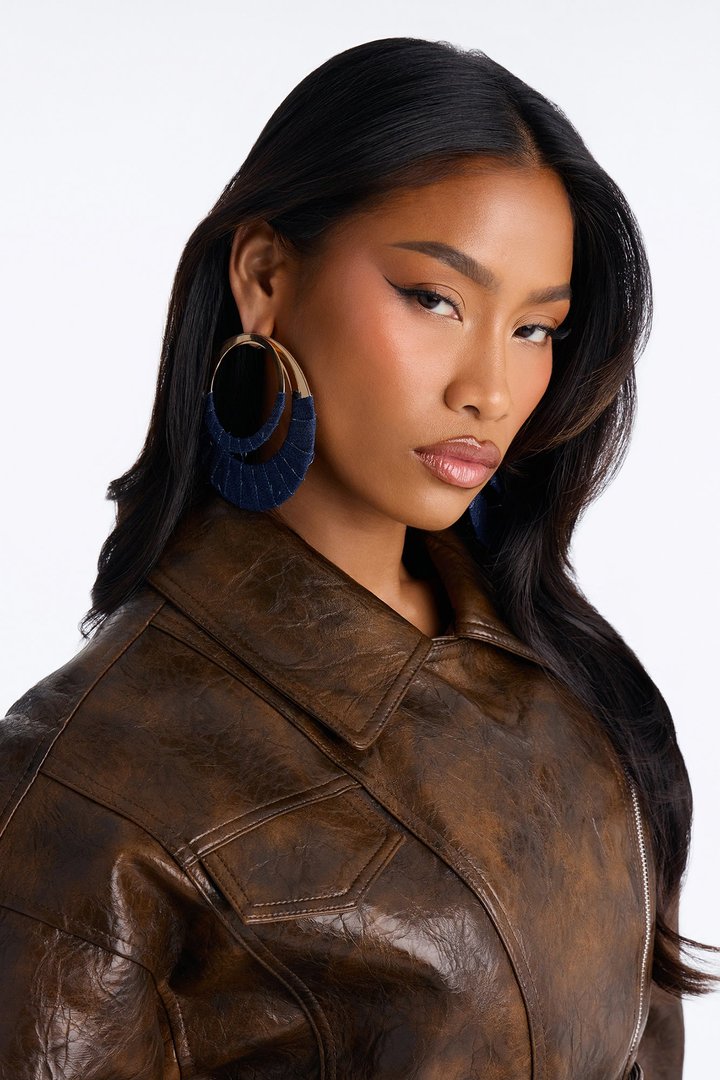 Indigo Luxe Hoop Earrings - Denim
