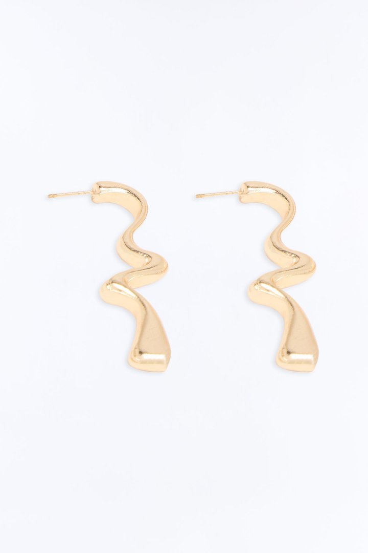Gravity Twist Drop Earrings - Gold